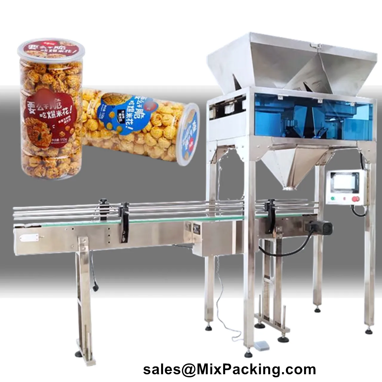 Automatic Granular Product Bottle Jar Can Filling Line For Popcorn Nuts Beans Coffee Beans