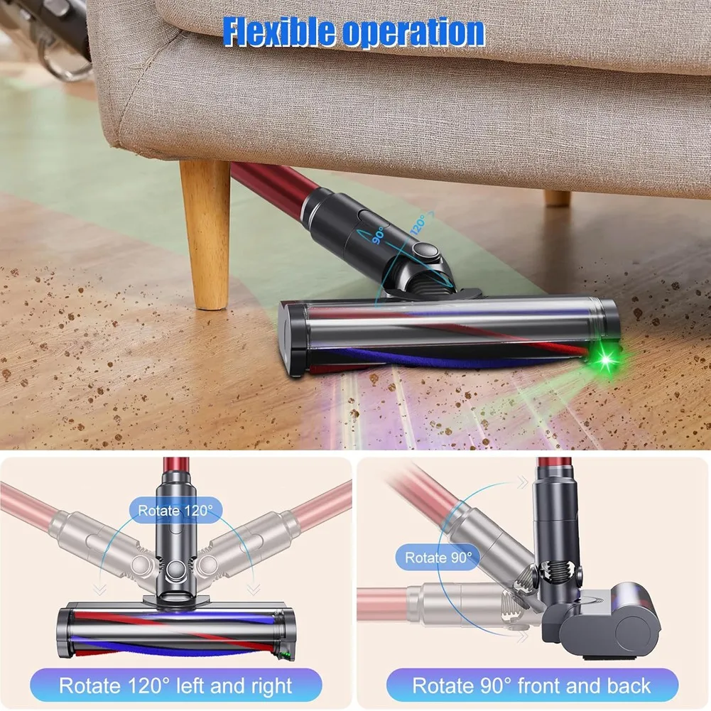 Staubsaugerkopf für Dyson V7 V8 V10 V11 V15 Staubsauger Bodendüse Bürstenkopf mit LED, beleuchtet versteckten Staub