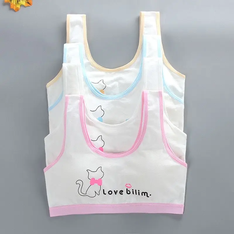 2PC Girl Training Bra Girl Development Period Bra Comfortable Sports Vest Underwear Girl Tube Top Sports Bra