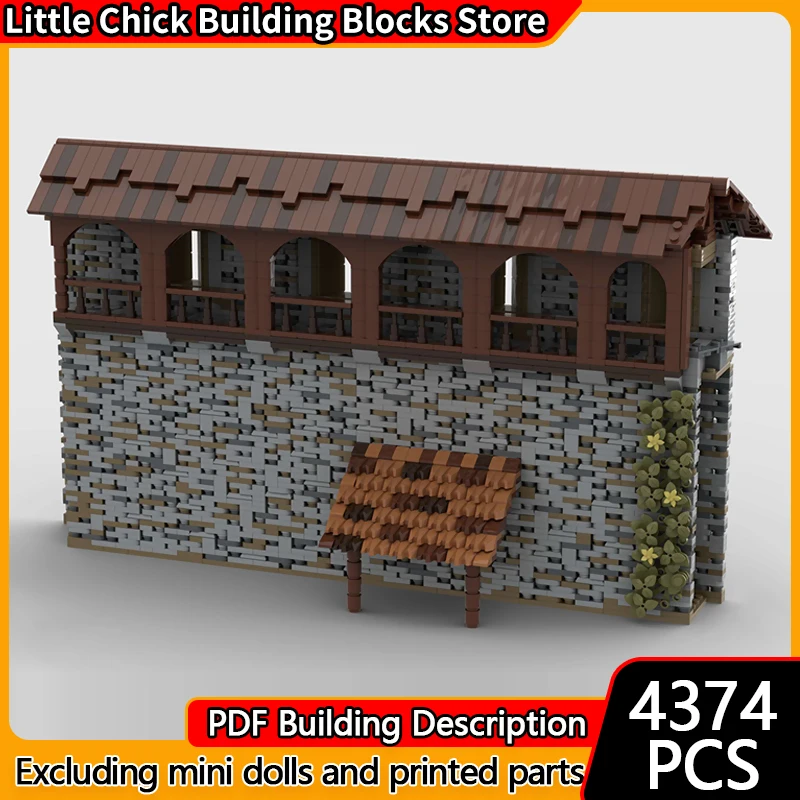 Model Ulicy Miejskiej MOC Klocki Architektoniczne Ściana Zamkowa Modularna Technologia Prezent dla Dzieci Zabawki do Składania Zestaw