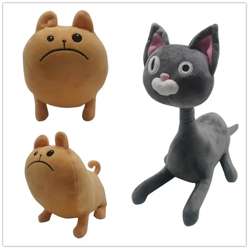 Brinquedos de pelúcia para macarrão e bolo para crianças, bonecas macias fofas, anime gato e cachorro, decoração de casa, presente de aniversário,