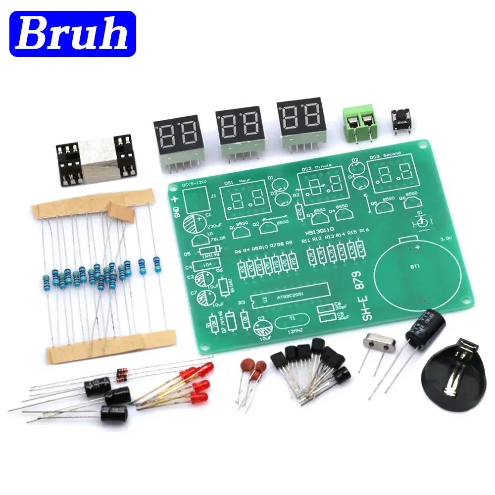 DIY Kits AT89C2051 Electronic Clock Digital Tube LED Display Suite Electronic Module Parts and Components DC 9V - 12V