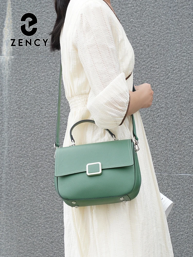

Женская сумка Zency из натуральной кожи, женская сумка через плечо, весенняя зеленая сумка для женщин