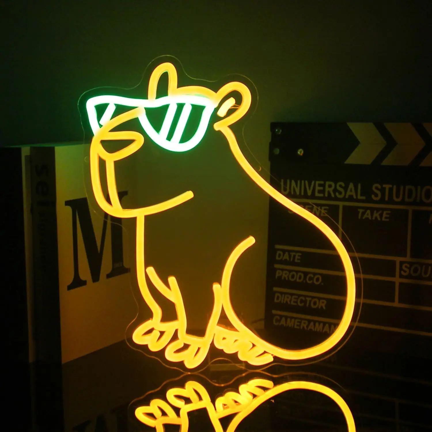 Cool Capybara Neon Sign Cute Animal Glasses LED Neon Lights Sign  For Wall Cartoon Bedroom Room Party Decor Birthday Gifts