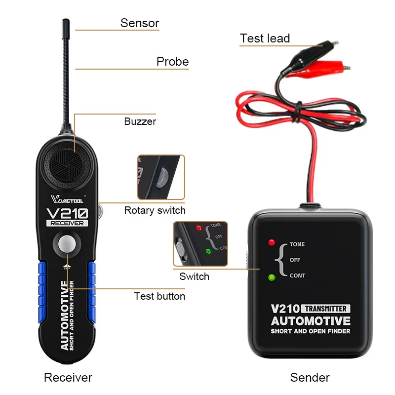 6-42V Automotive Short Open Circuit Finder Car Wire Breakpoint Tester Cable Tracer Professional Diagnostic Detector