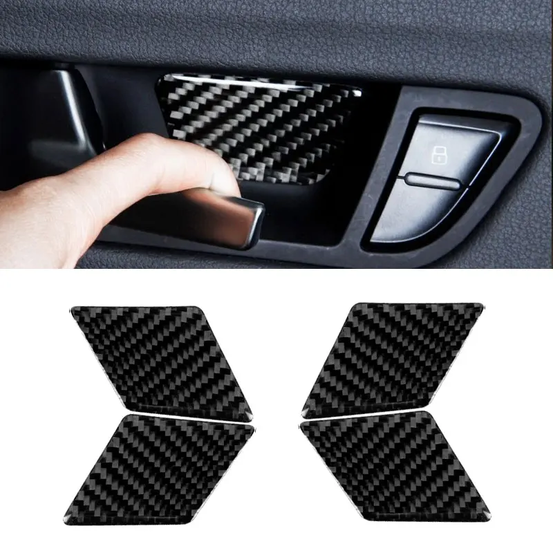 For Audi A4 B8 Q5 A5 2010 2011 2012 2013 2014 2015 Carbon Fiber 4pcs Car Door Handle Bowl Cover Trim