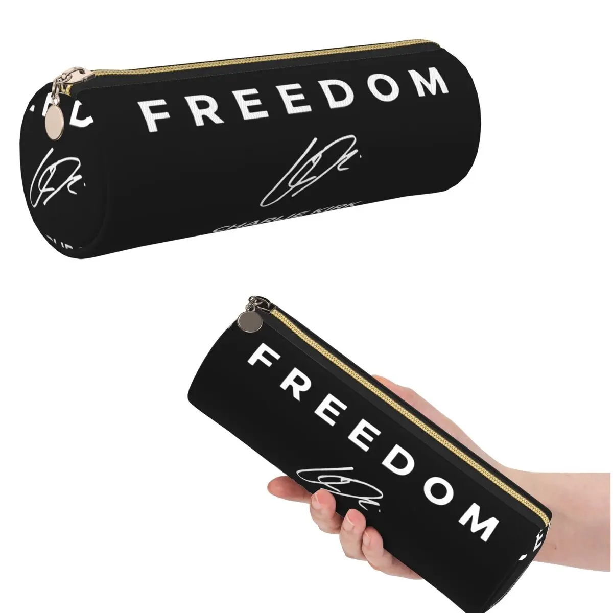 

Charlie Kirk Freedom Great American Patriot Pencil Case for Boy Girl School Cylinder Pen Box Pencil Bag Pen Holder