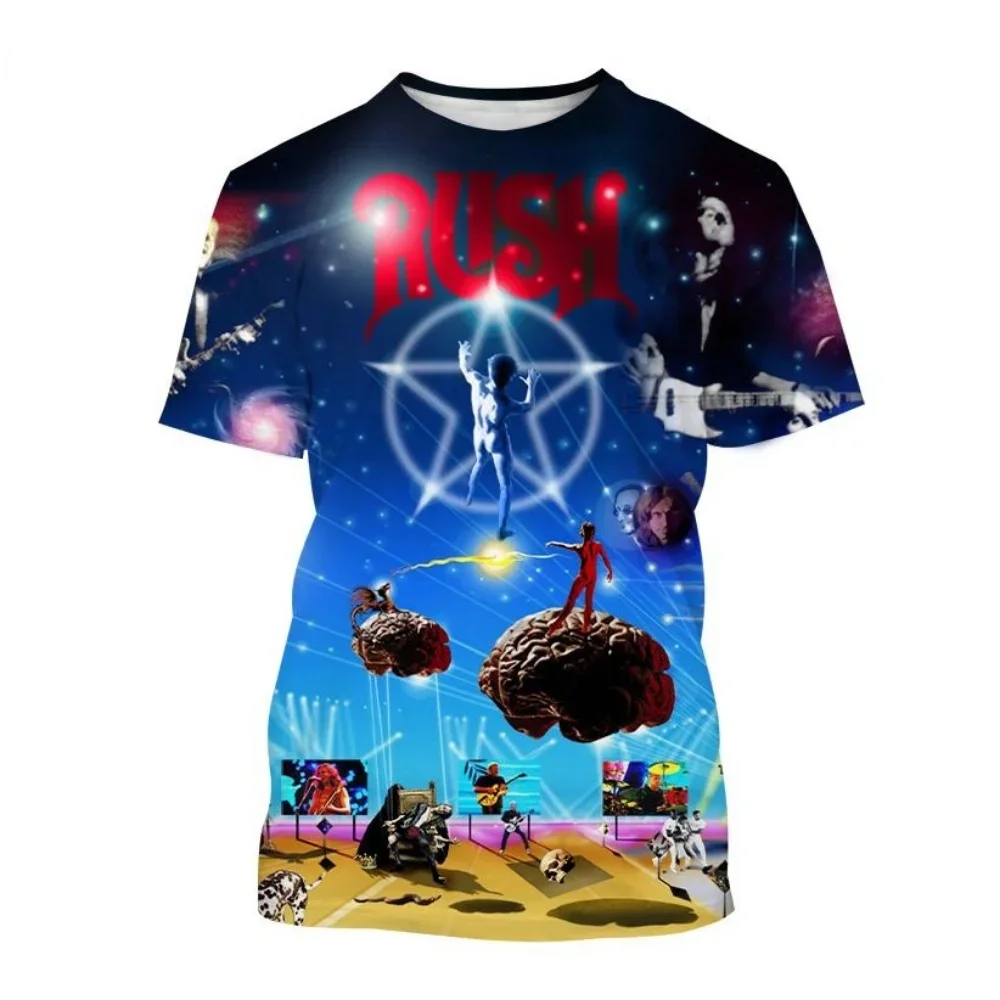 New Rock Rush 3D Printed T-shirts Summer Men Women Hip Hop Trend Short Sleeve TShirt Street Loose Casual Oversized Y2k Tops view 3