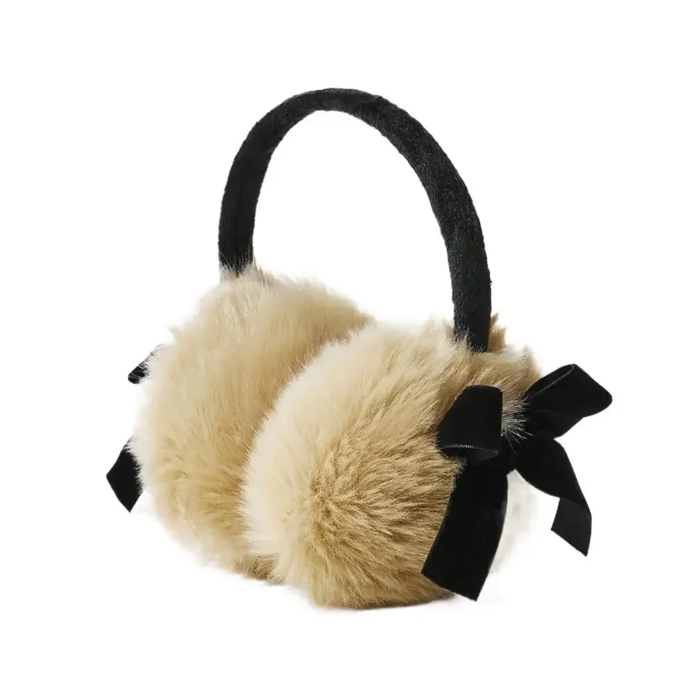 Bonito japonês pele do falso protetores de orelha de pelúcia jk doce macio quente y2k bowknot earmuffs ciclismo engrossar inverno earflap senhora