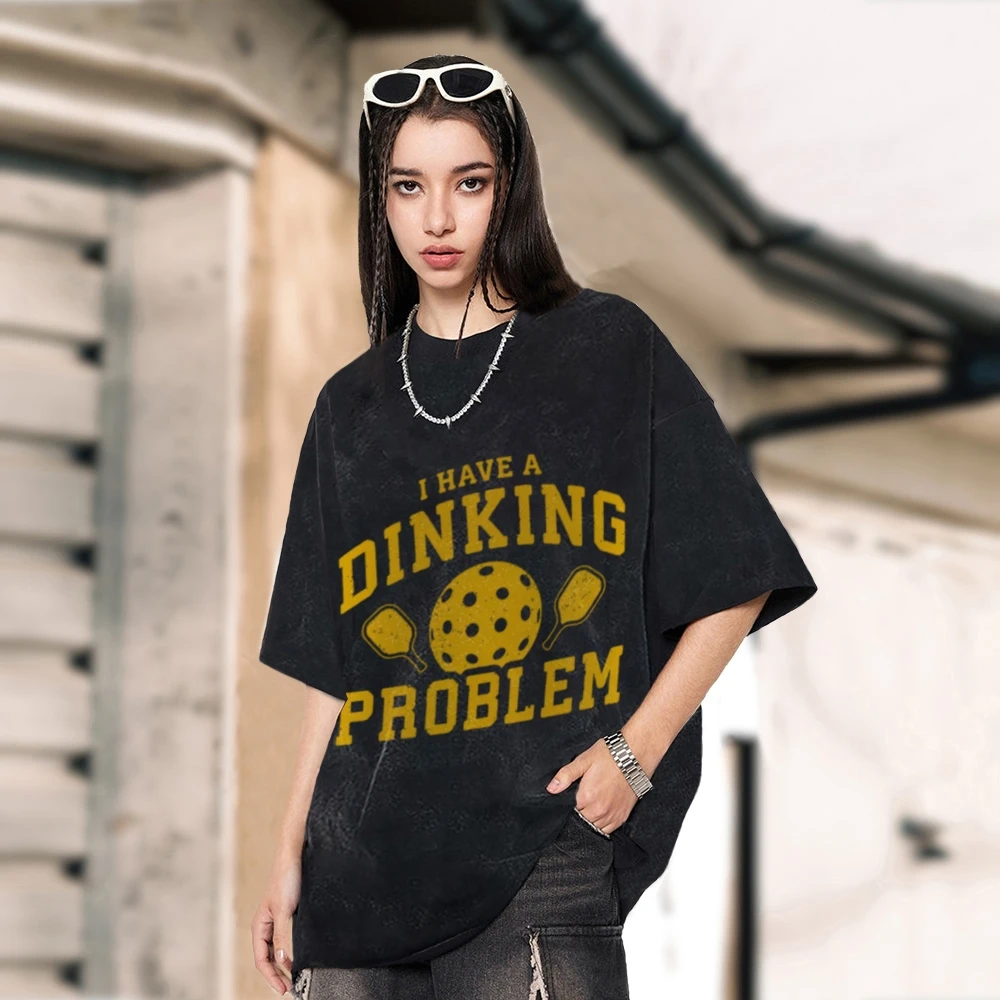 Pickleball Dinking Problem Trendy Vintage Unisex Washed Shirt,Vintage Oversize Vintage T-Shirt,Retro T-Shirt,Washed Stylish Tee