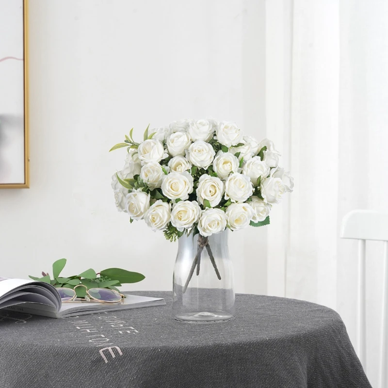 10 künstliche Blumenköpfe, Seidenrosen für Scrapbooking, Weihnachten, Hochzeit, Party, Blumenstrauß, Haushaltsprodukte, Vasen für die Heimdekoration – Detail 3