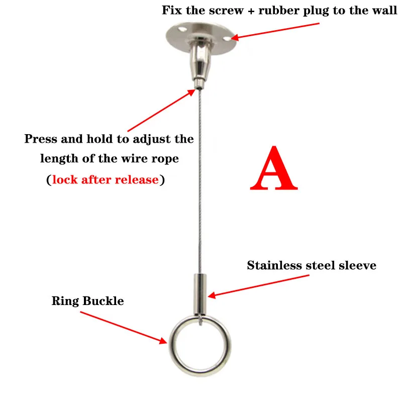 6pcs Adjustable Stainless Steel Wire Rope Ceiling Mounted Hanging For Clothes Store Display Rack With Screw Ring Clothesline