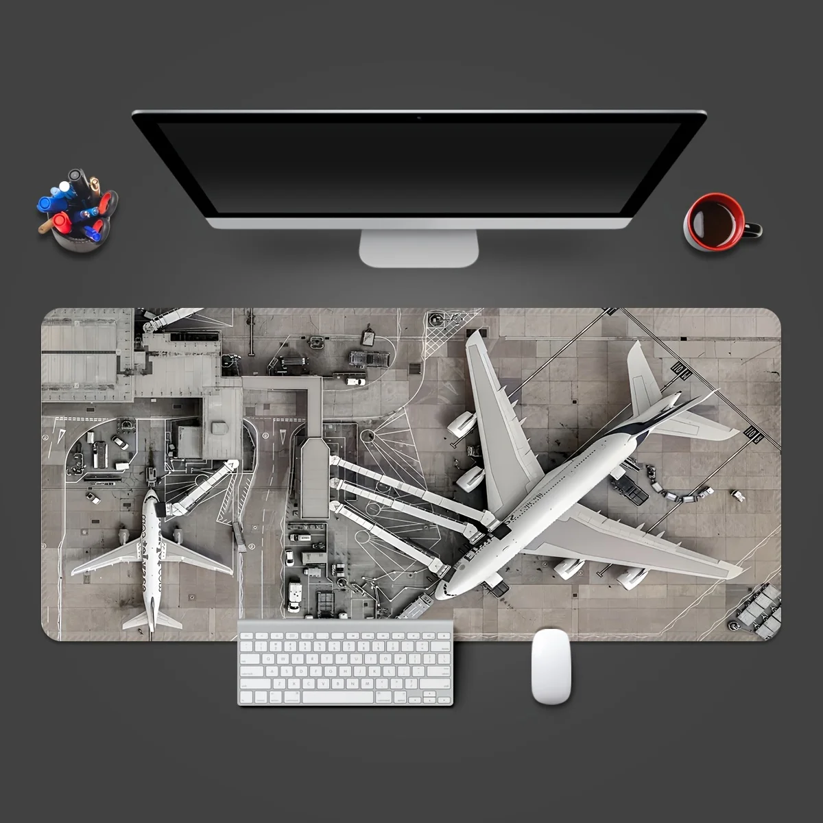 Aircraft airport design extended gaming mouse pad mechanical large XL anti-slip rubber table mat new office laptop keyboard pads