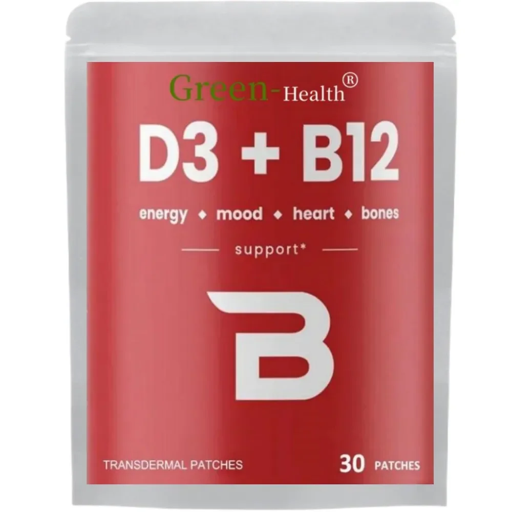 30 Patches Vitamin D3 & Vitamin B12 Transdermal Patches Natural Energy, Mood, Metabolism & Focus