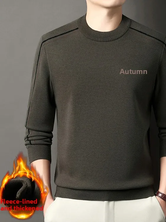 Suéter Casual de Manga Larga con Cuello Redondo para Hombre, For de Felpa Premium, ueso, Estilo Otoño Invierno, Cómodo ...