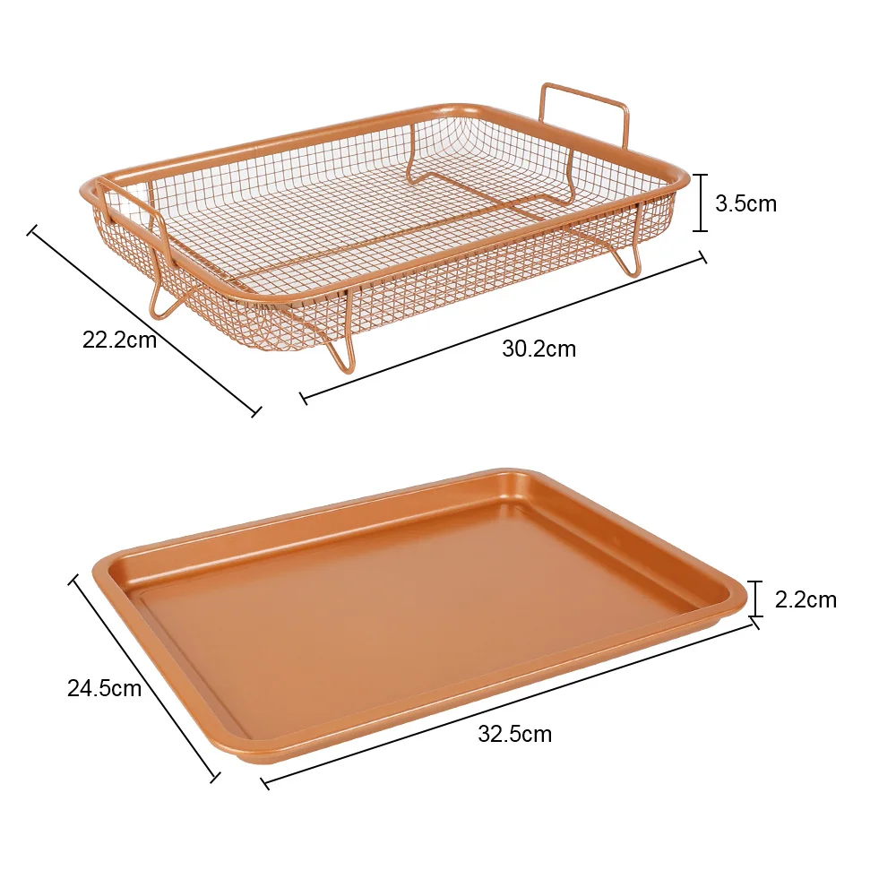 For Oven Air Fryer BBQ Baking Tray Grill Crispy Mesh Oil Frying Baking Pan Non-stick Chips Basket Stainless Steel Kitchen Tools