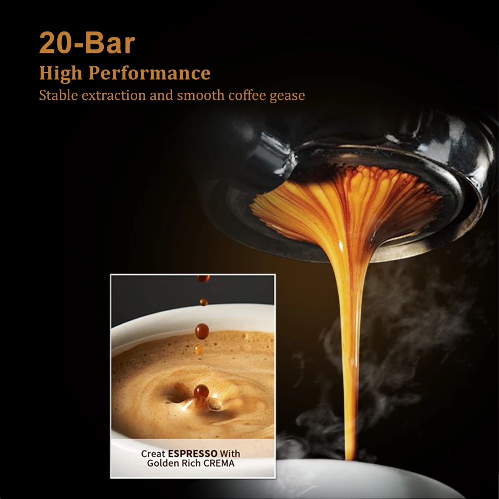 BioloMix-Máquina de Cafeteira Espresso Tipo Italiano, Bastão de Leite para Espresso, Cappuccino e Mocha, 20 Bar