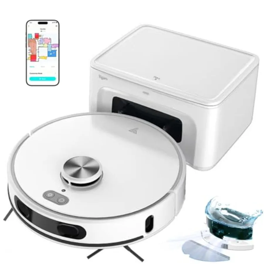 Robot Vacuum and Mop Self-Emptying Up to 8000Pa Robot Vacuum 60-Day Hands-Free Cleaning 220 Min Runtime LiDAR Navigation Home M