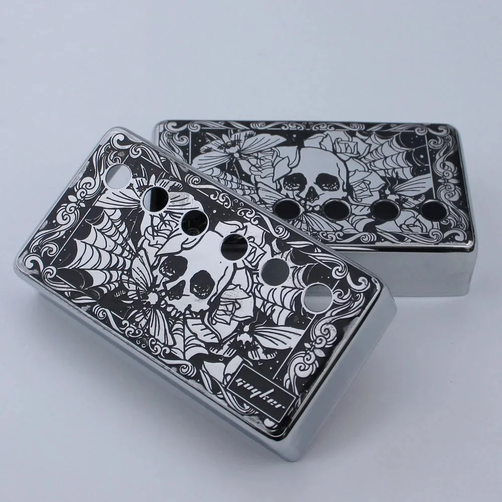 1 Set Humbucker Guitar Pickup Covers Cupronickel Material Skull Surface for LP Guitar Parts 50 52MM