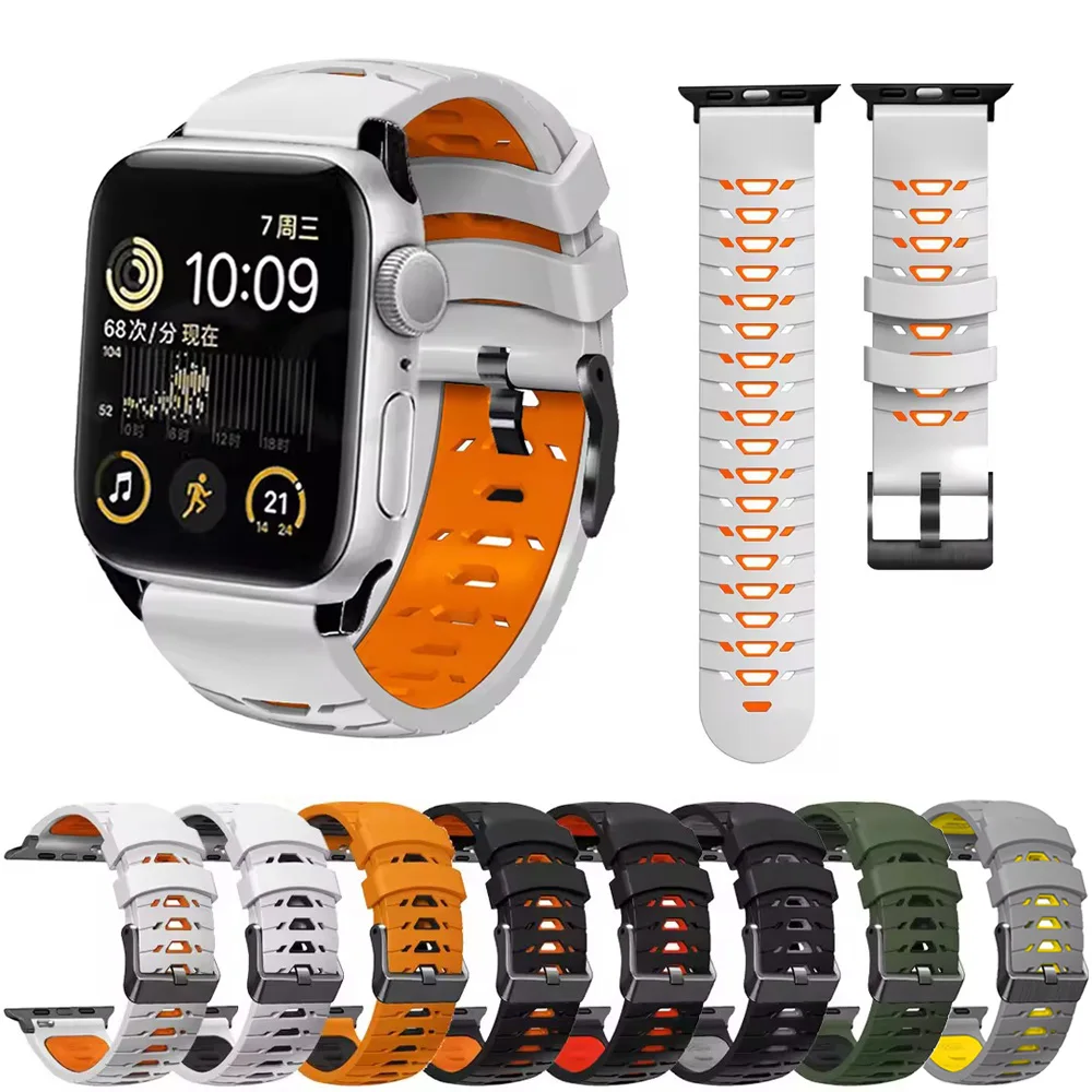Silikonarmband für Apple Watch 46mm 44mm 45 40 41 42 38mm Sport-Armband iWatch Series 11 10 8 7 6 5 4 3 2 1 SE Ultra 2 49mm