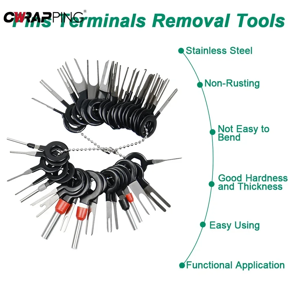 Terminal Removal Kit Extractor Tool Plug Connectors Auto Box 26-41pcs Pin Release Set Durable Steel Wire for Car Electrical Bolt