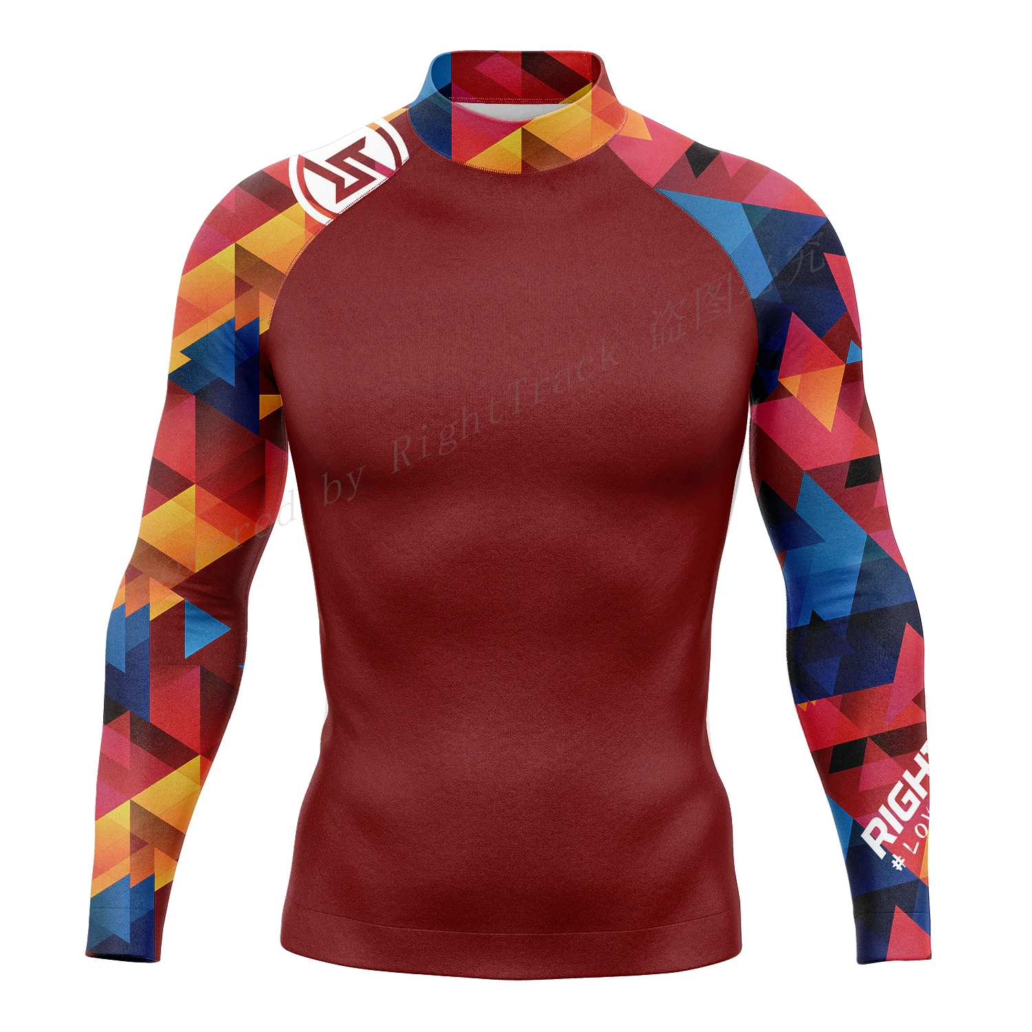 

New Men's Surfing Shirt Holiday Party Lycra Rashguard RIGHTTRACK For Surf Sportswear Beach UV Swimwear UPF50+ Clothes