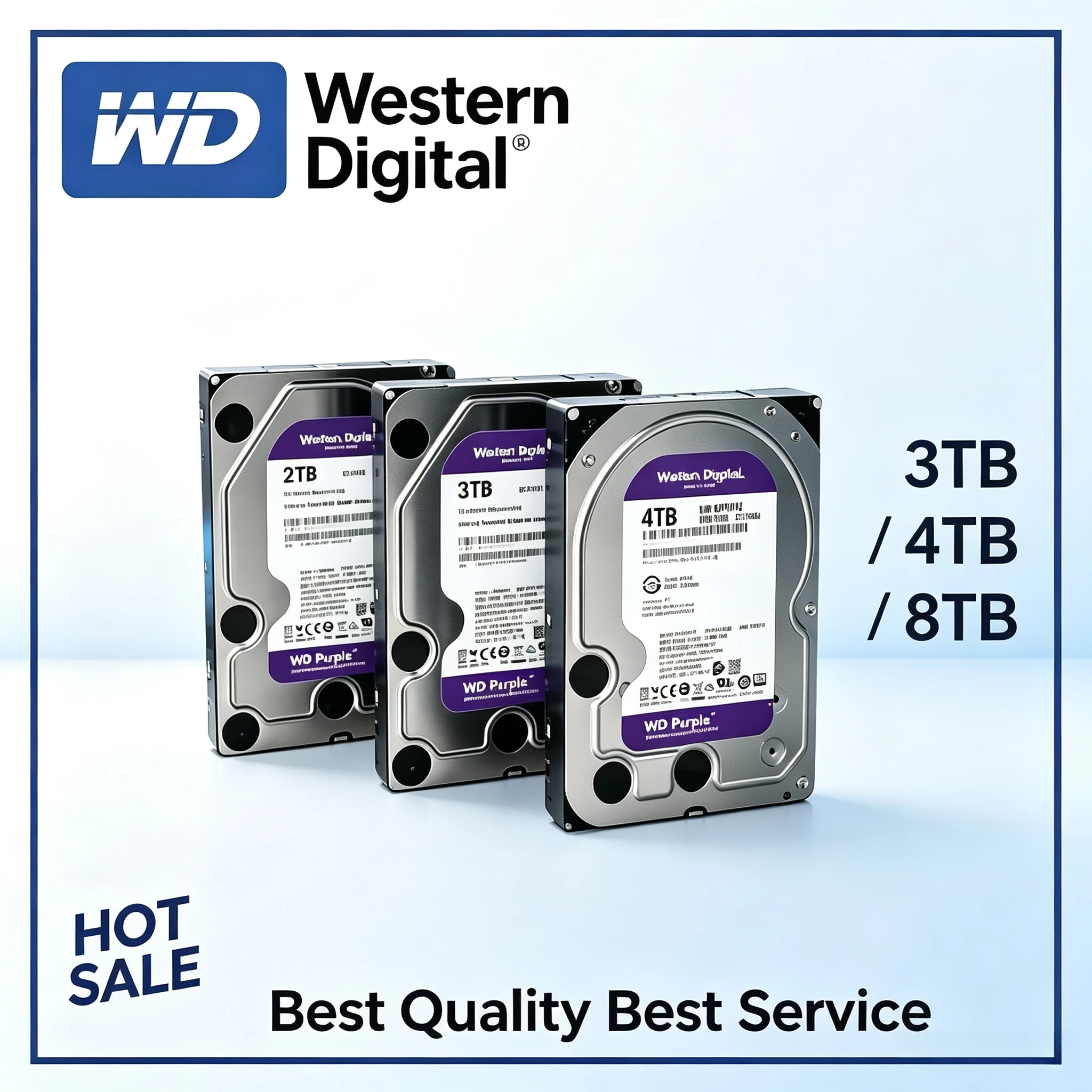 WD Purple HDD 3.5" 1TB 2TB 3TB 4TB SATA 6.0Gb/s Protable Hard Drive Disk For Security System Video Recorder ssd hard disk