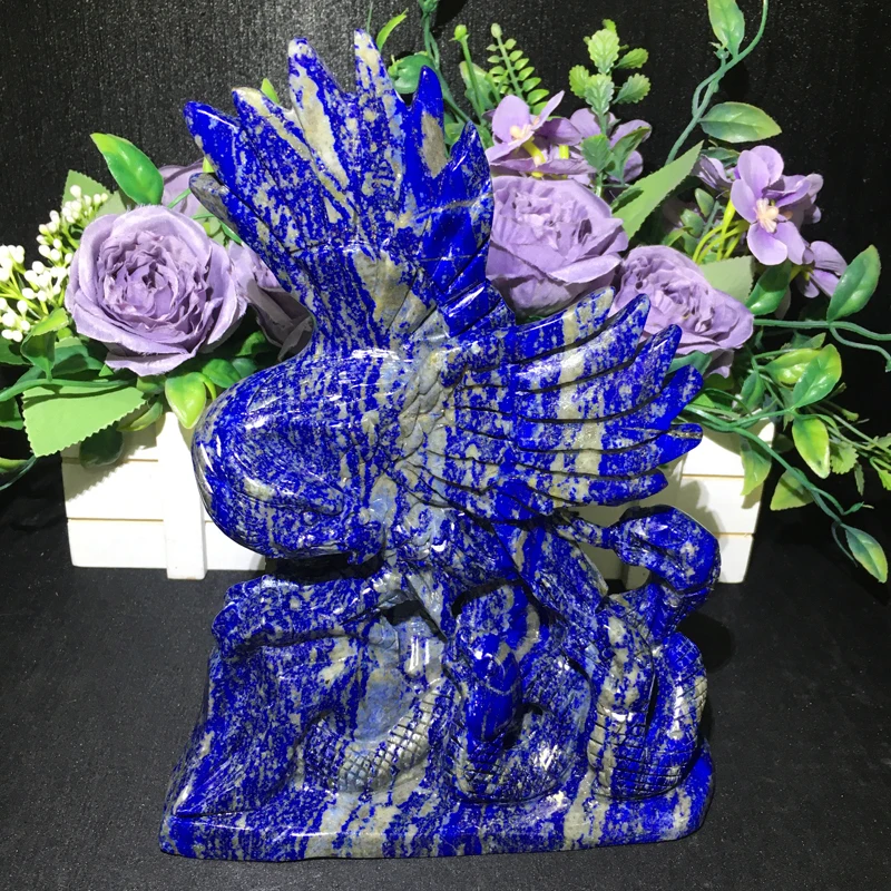 

Hot Selling Lapis Lazuli Eagle Caving Reiki Healing Crystal Crafts Spiritual Lapis Sculptures for Collection