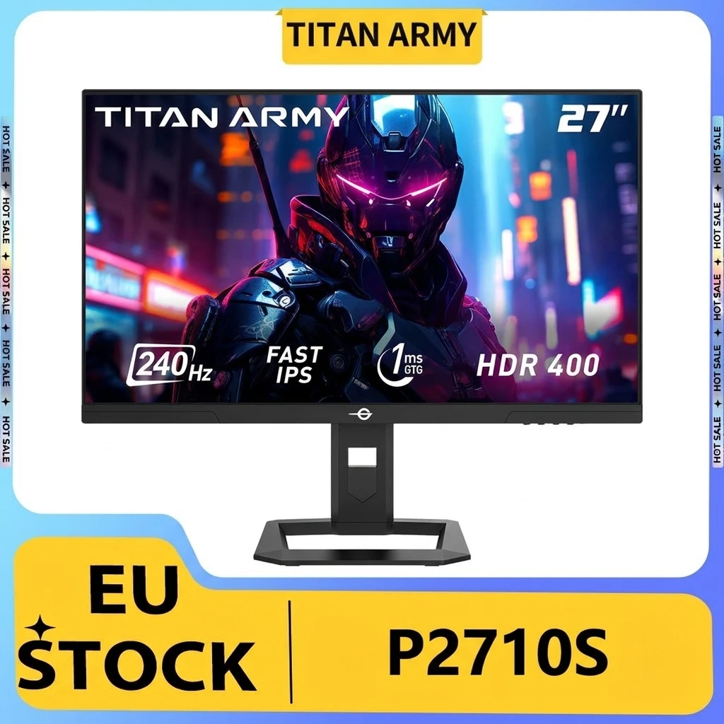 Monitor para juegos TITAN ARMY P2710S, pantalla LCD IPS de 27 pulgadas con resolución 2560 x 1440 y relación de aspecto 16:9, frecuencia de