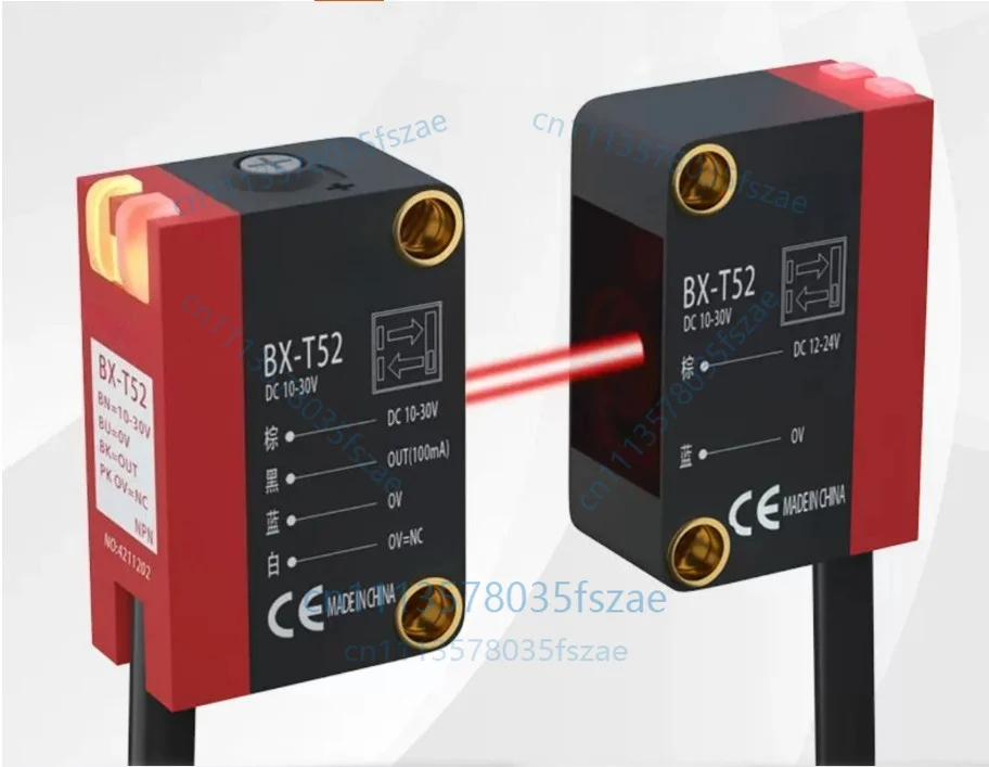 Accessories 1 pcs bx-t52, bx-t52p through-beam sensor npn/pnp output, normally open and normally closed adjustable