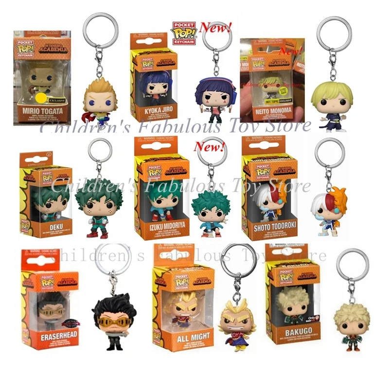 NEW 23 styles FUNKO My Hero Academia Dabi Eraserhead BAKUGO PVC DEKU All Might Keychain Action Figure Model toys for children