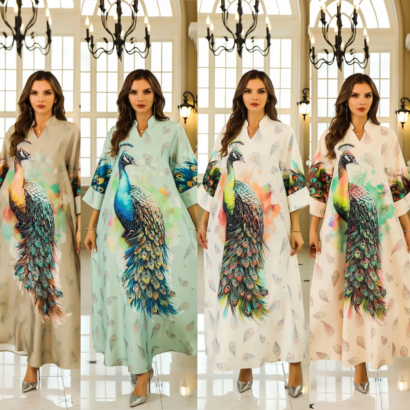 

Middle East Dubai Muslim robe women's dress, fashionable and simple temperament, elegant luxury resort style, high-end banquet p