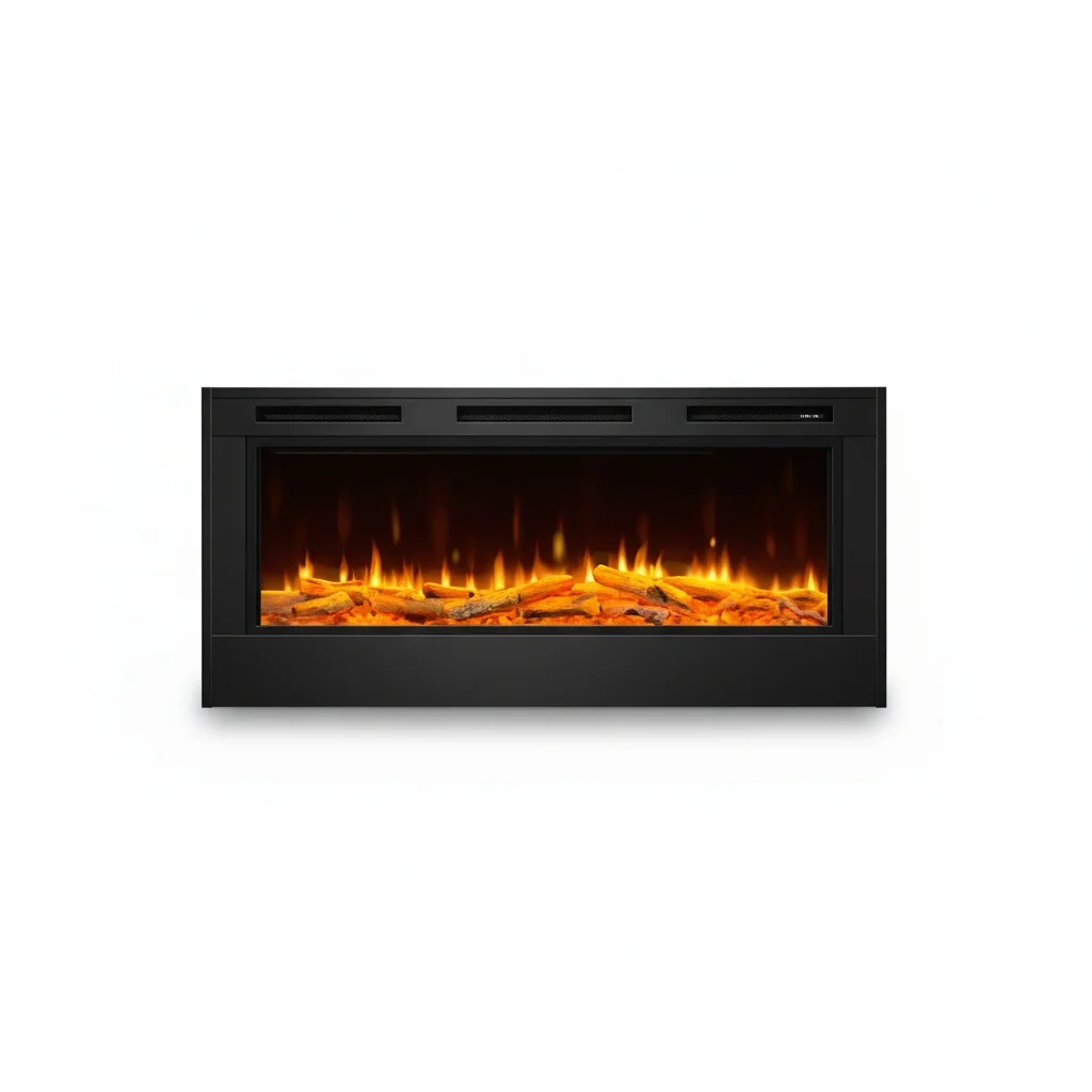 Electric Fireplace, Metal W1542mm Wall-mounted Heater, Multicolor Flame LED Display, 1000W 2000W Space Heater, Modern Home Decor