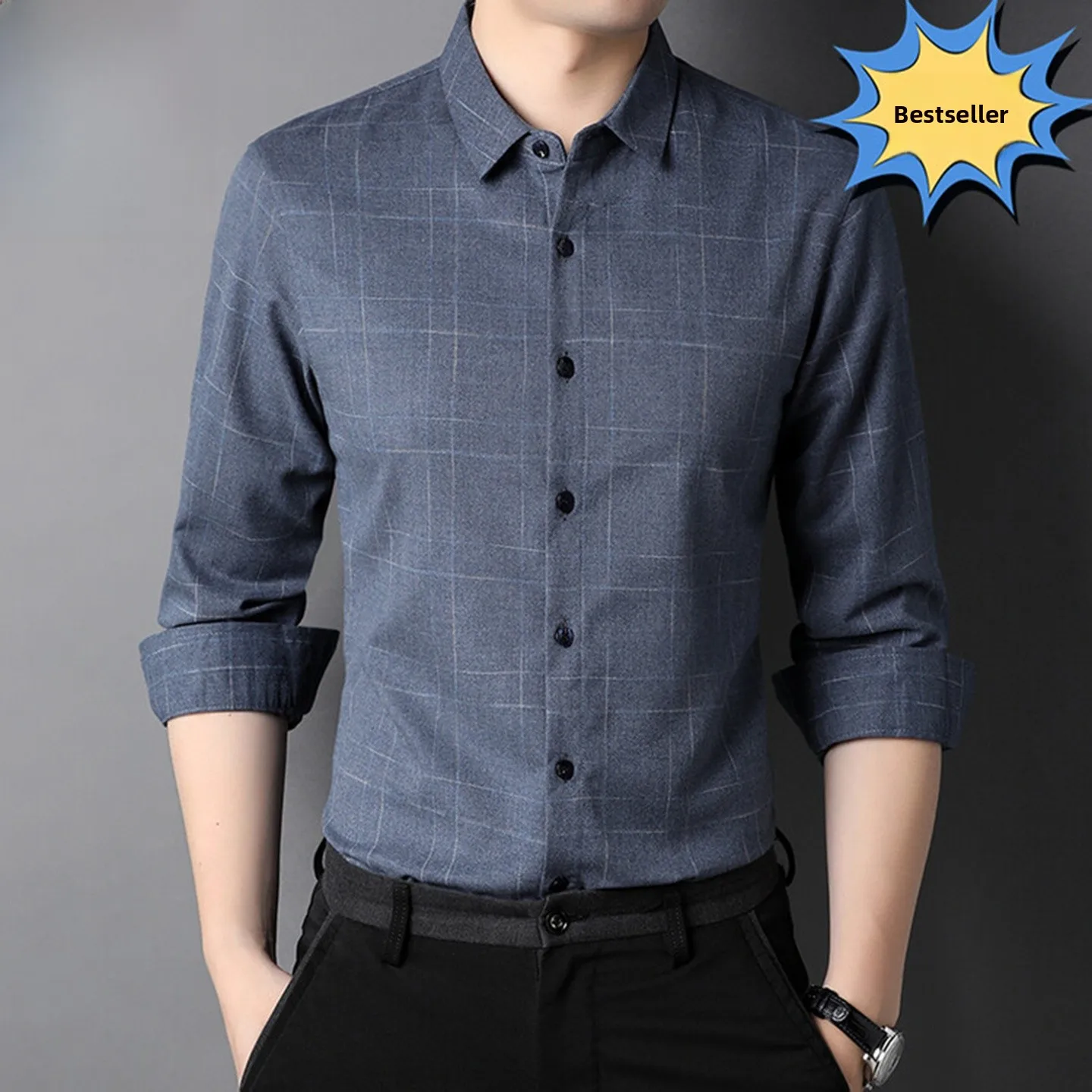 

Chic Paul Long Sve Casual irt for Men Mid-Year Busin Warm Plaid irt No Ironing Required Autumn Winter New Sle Dad...