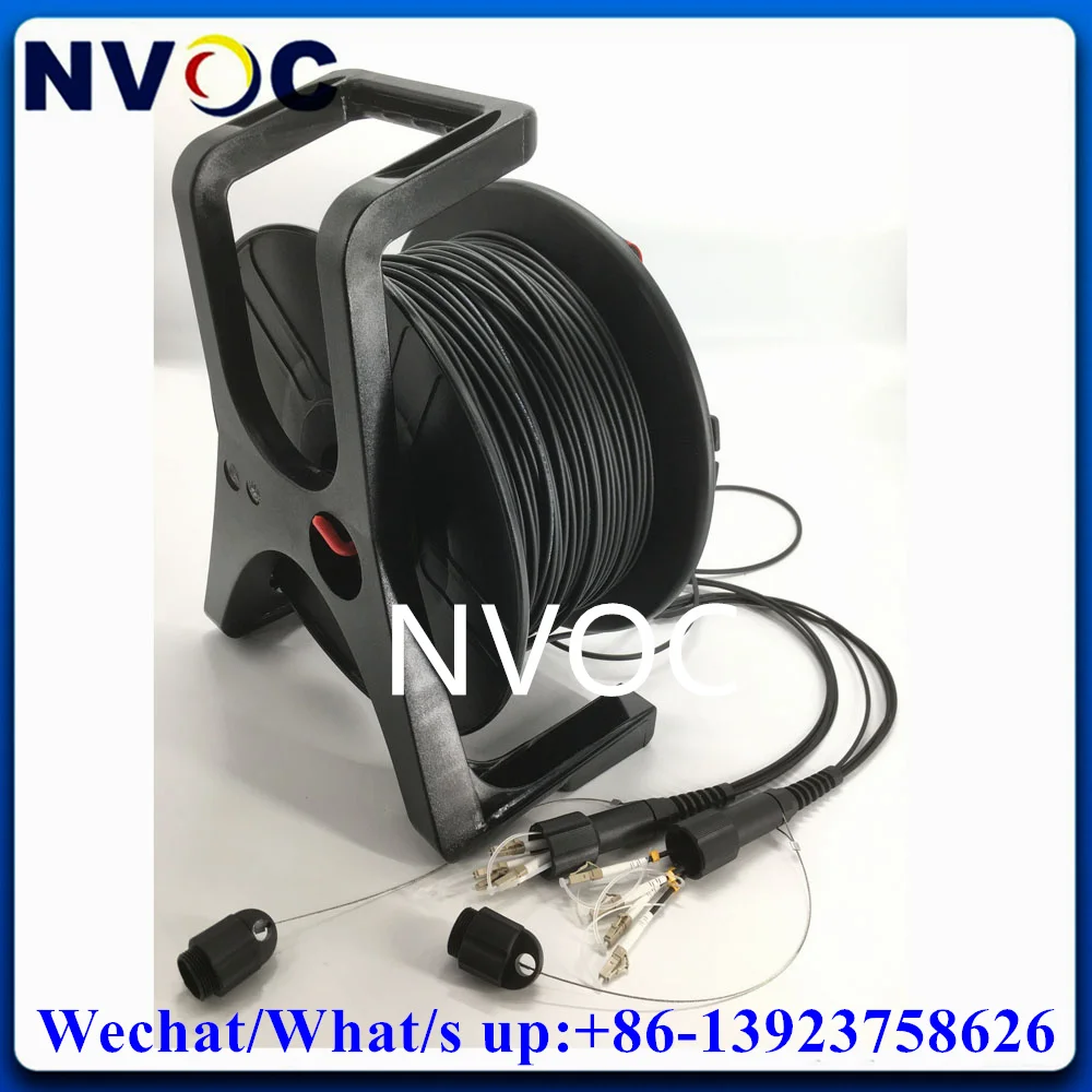 سلك ألياف بصرية مصفح أسود ، موصل مع ملف رقعة 235 ، 4 نوى ، خارجي ، PDLC ، UPC ، 4F ، LC ، 4C ، 4C ،