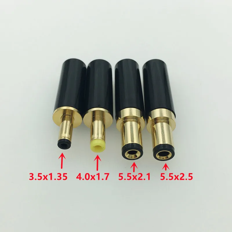 1 قطعة 5.5x2.5/5.5x2.1/4.0x1.7/3.5x1.35 ملليمتر تيار مستمر السلطة جاك ذكر موصل قابس لحام خط الطاقة الخطي مطلية بالذهب