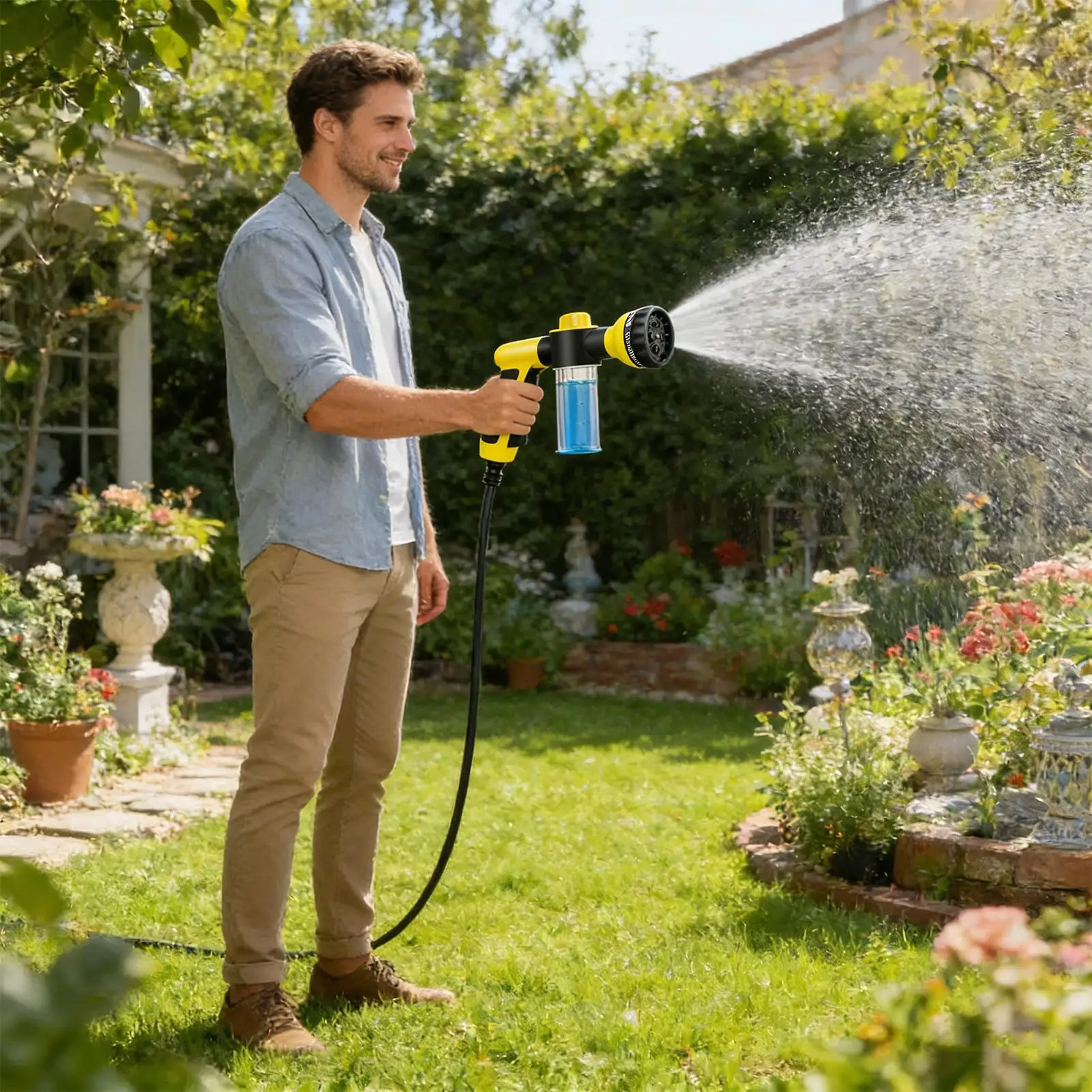 Foam Cannon For Pressure Washer Adjustable Spray Patterns High Pressure Leak-Proof Cleaning Garden Hose Spray Nozzle For