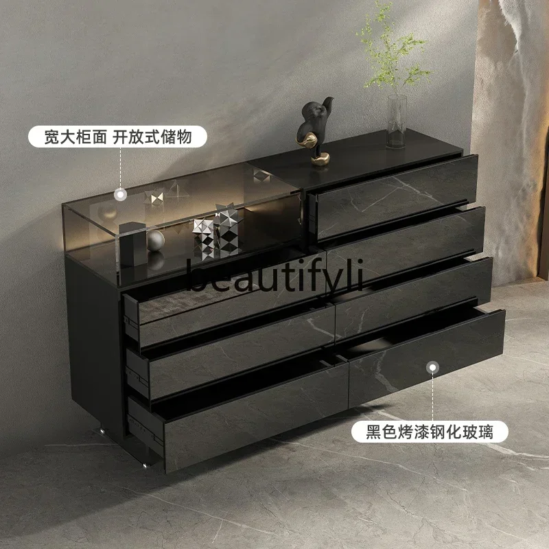 

Asmt14 New Italian eight-bucket cabinet light luxury high-end dining side cabinet living room entrance wall locker