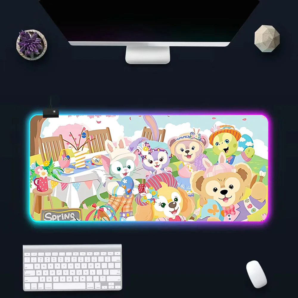 StellaLou cute cartoon RGB Pc Gamer Keyboard Mouse Pad Mousepad LED Glowing Mouse Mats Rubber Gaming Computer Mausepad