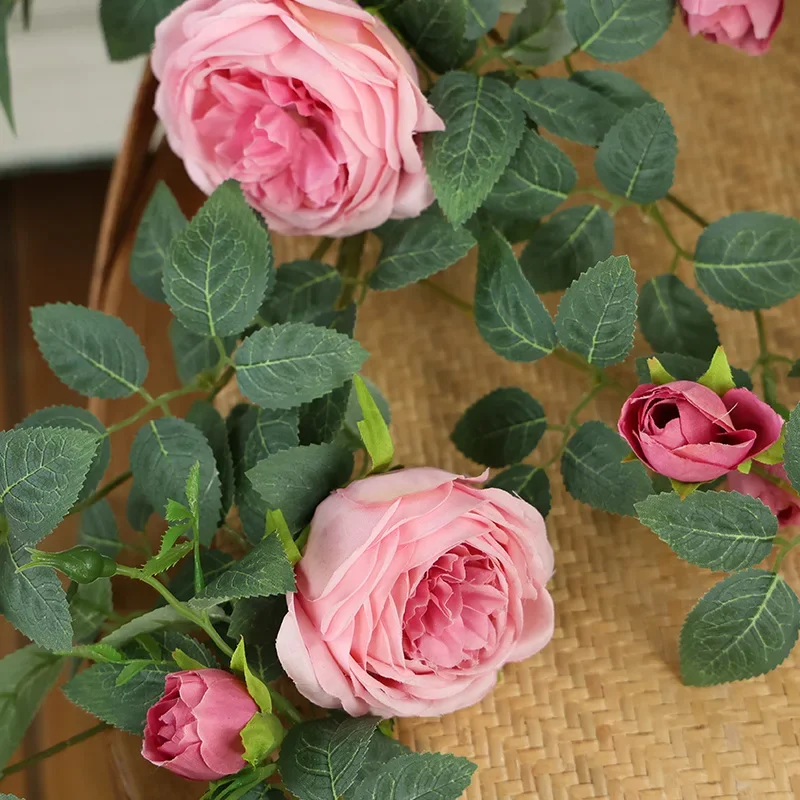 Künstliche Schatz Rosen Rebe Seide Blumen Rattan Cafe dekorative Simulation Rose Pflanze gefälschte Blume Reben Bar Dekoration