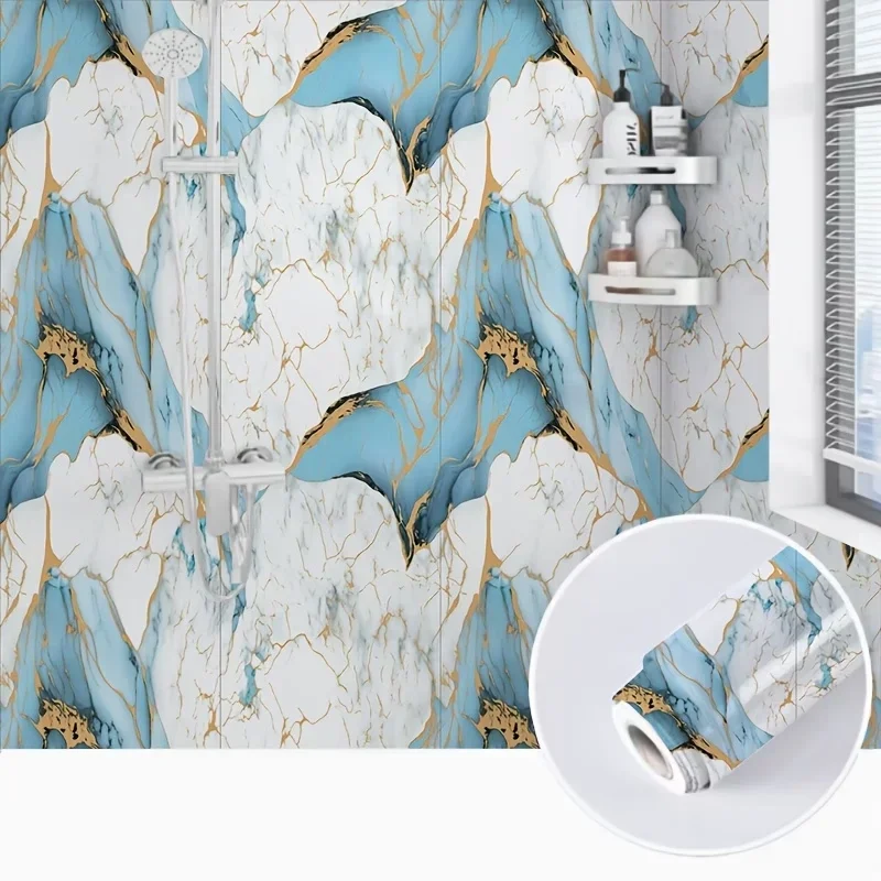 Marble-Patterned Decorative Film Scratch-Resistant And Waterproof Making It Suitable For Cabinet Countertops And Home Décor.