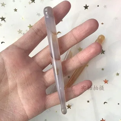 Natural jade agate stone rib stick facial eye universal dial meridian point massage pen beauty stick