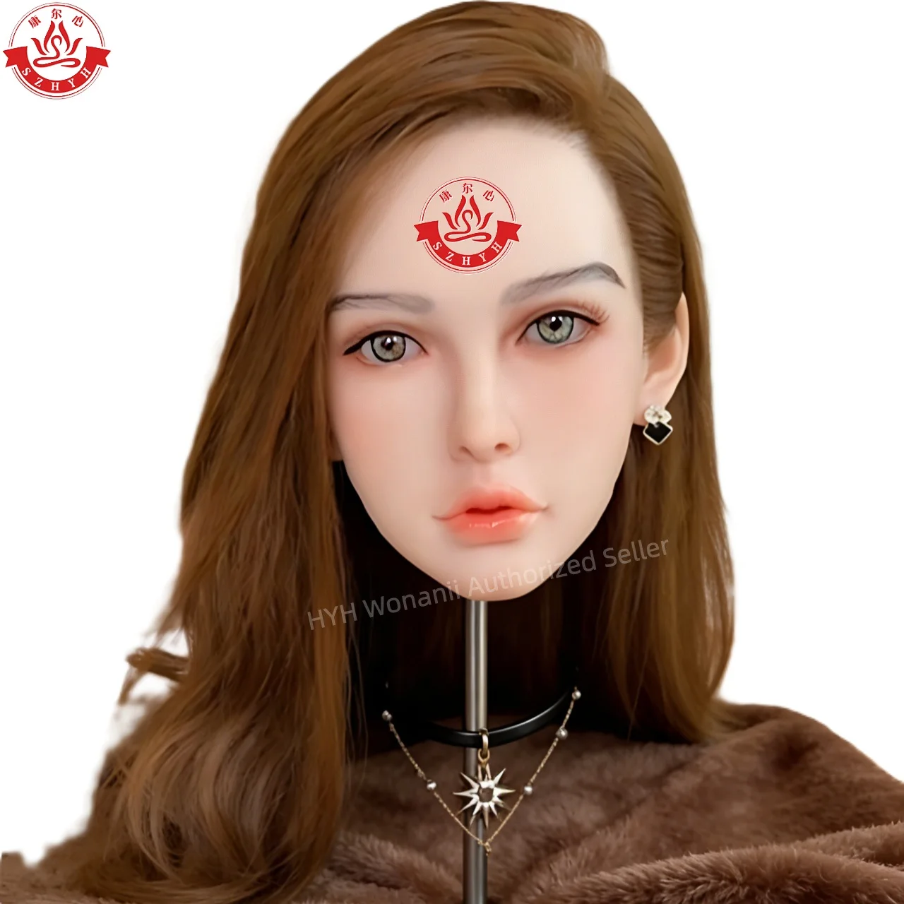 

Манекен Wonanii из пищевого ТПЭ с большой головой HYH-THB-KX-0084, интерфейс M16, с открытым ртом, для практики макияжа, дизайна причесок, демонстрации украшений