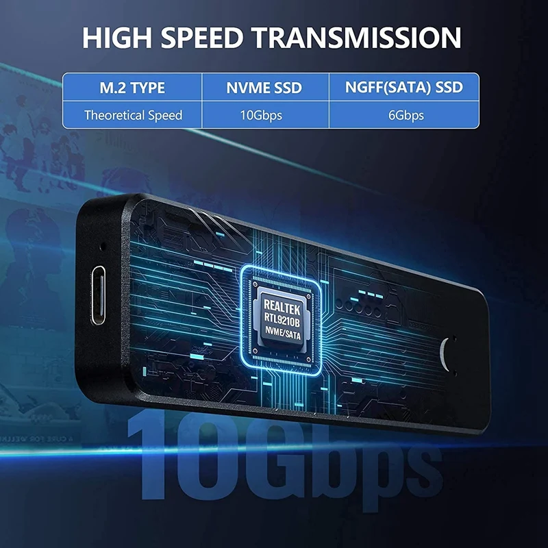 حاوية M.2 NGFF SSD ، USB ، Gen2 ، 10Gbps ، محرك الأقراص الصلبة Pcie ، محول ، 6Gbps