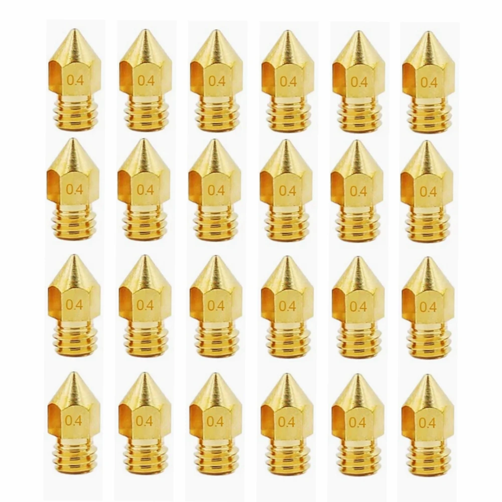 22PCS MK8 V6 MK10 Metal Brass Nozzle 0.4mm 3D Printer CR 10 Nozzle for 1.75mm 3D Printer Makerbot Creality CR-10