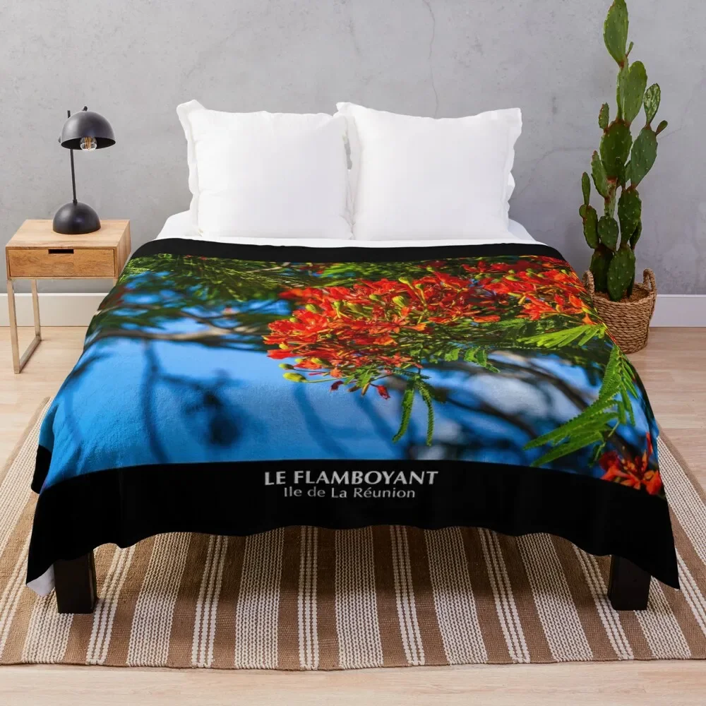 Flamboyant on Reunion Island Throw Blanket Softest Bed linens Decorative Sofas Blankets