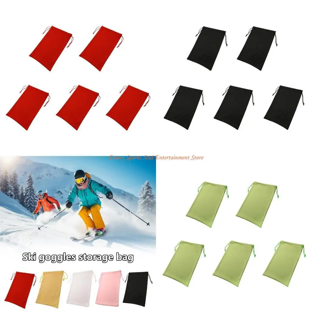 

C4DE Washable Microfiber Ski Goggles Carrying Case Drawstring Storage Bag 18x27cm For Swimming Glasses And Small Valuables