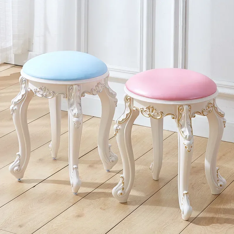 European-style Vanity Stool Soft Bag Small Round Stool Home Living Room Chairs Manicure Piano Pouf Ottoman