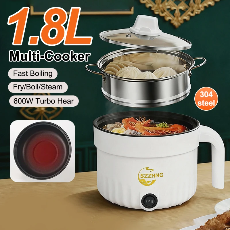 [YY999] Mini Olla Arrocera con Vaporera, Pequeña Olla Antiadherente Multifuncional, 1.8L, Olla Arrocera Económica, Olla Eléctrica