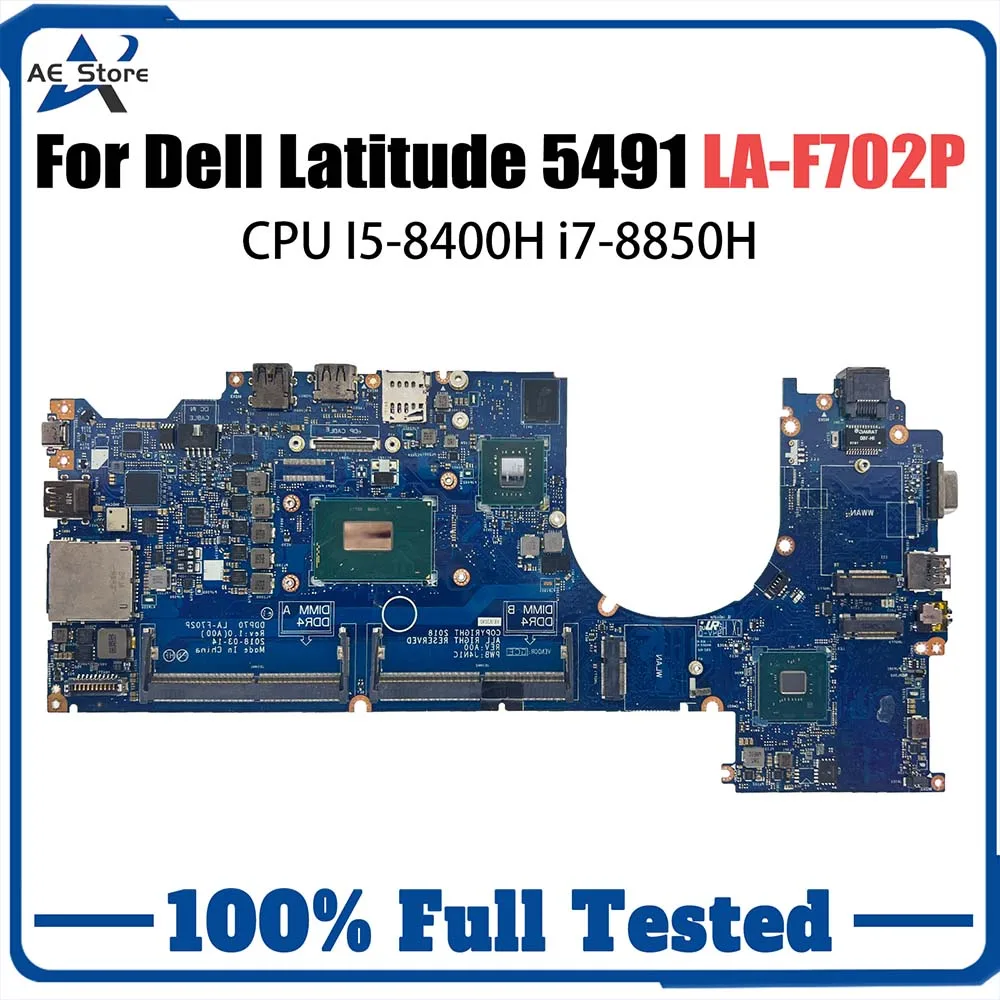 

LA-F702P Notebook Motherboard For Dell Latitude 5491 Laptop Mainboard 062F8P i7-8850H N16S-GTR-S-A2 940MX 2G